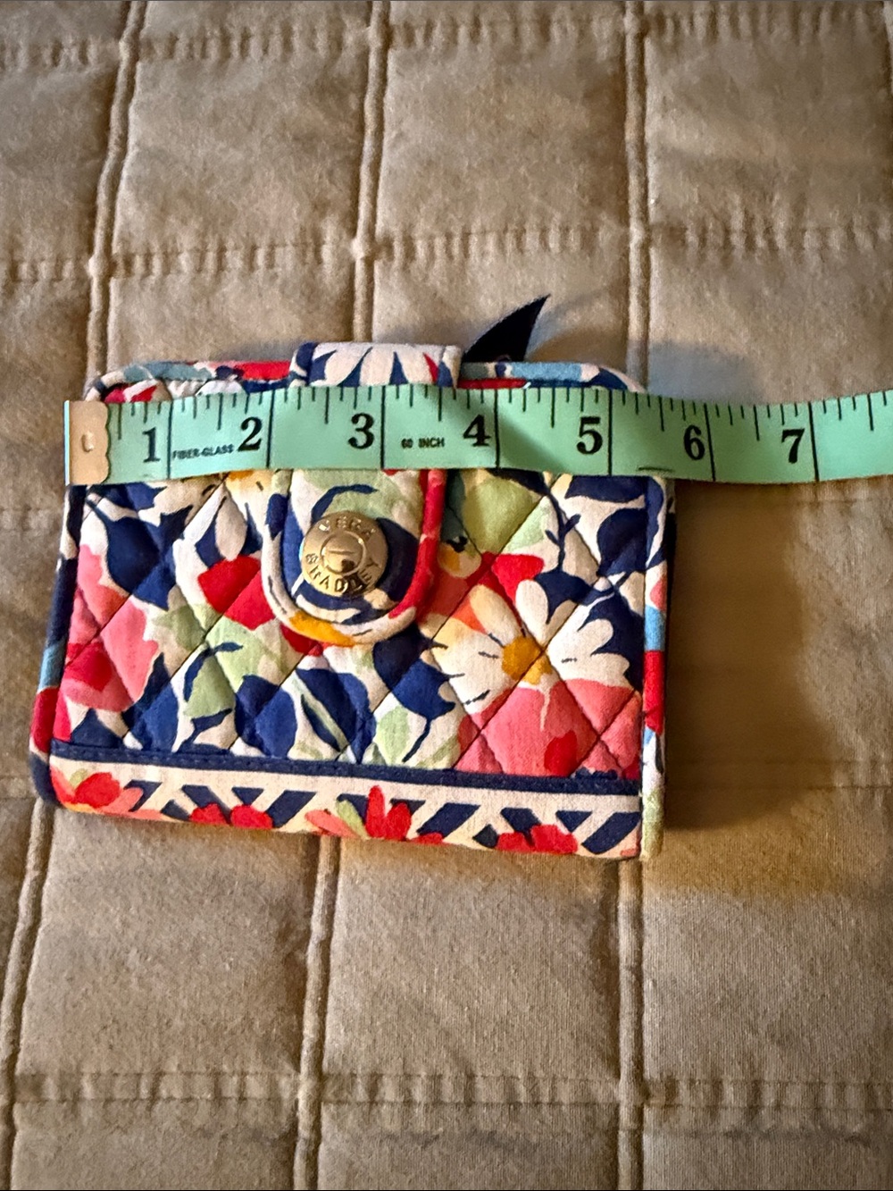 Vera Bradley Quilted Floral Card Holder in Navy, Red & Pink - Picture 5 of 6